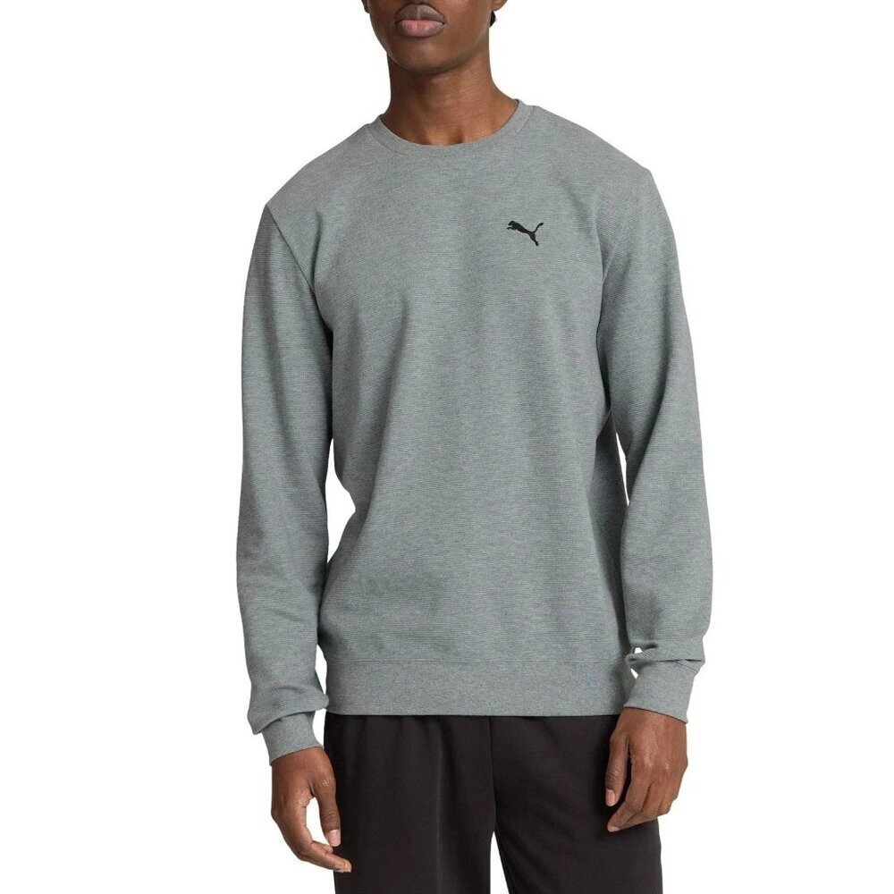 NEW Puma Men's L Gray Textured Crew Neck Long Sleeve Sweatshirt N0375